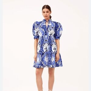 Beyond by Vera gorgeous blue white and yellow mini dress XS to XXS